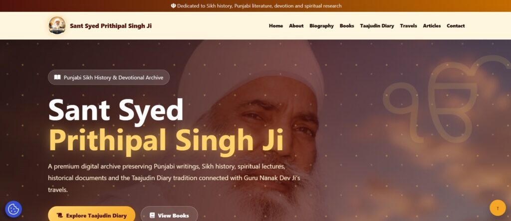 The True Creators live portfolio project screenshot of Sant Syed Prithipal Singh Ji website